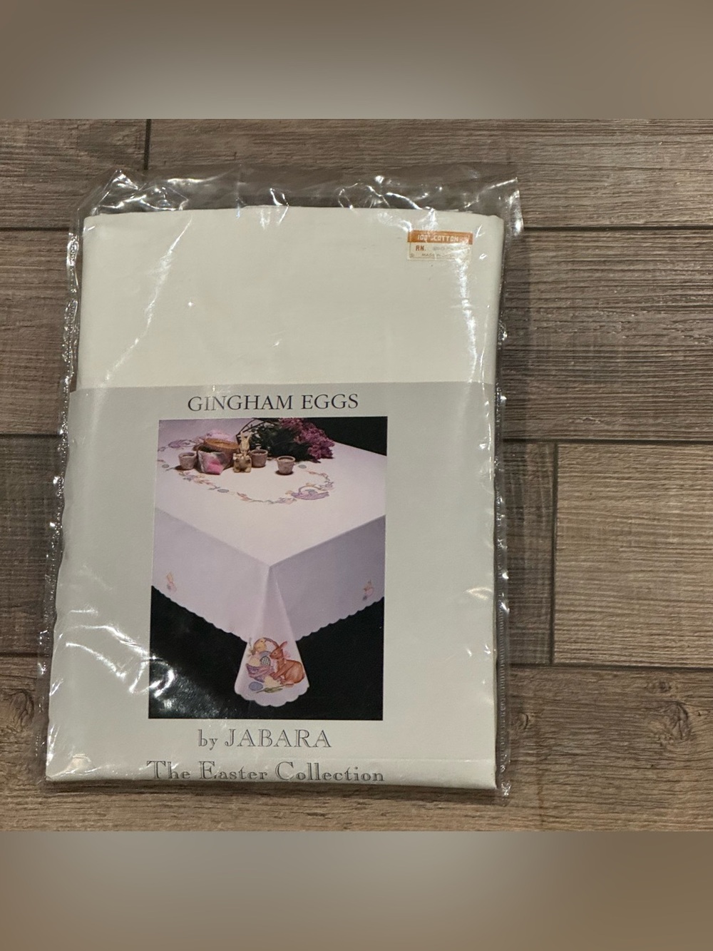Embroidered Colorful Eggs Bunny & Chicks Tablecloth for 65"x84" New Vintage 90's